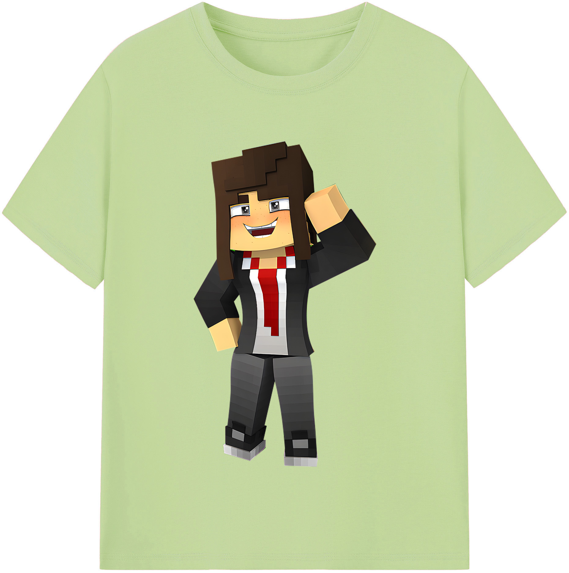 （画像用） マインクラフト ブロックの世界 Minecraft MC Block world 綿100％半袖Tシャツ（フロントプリント）